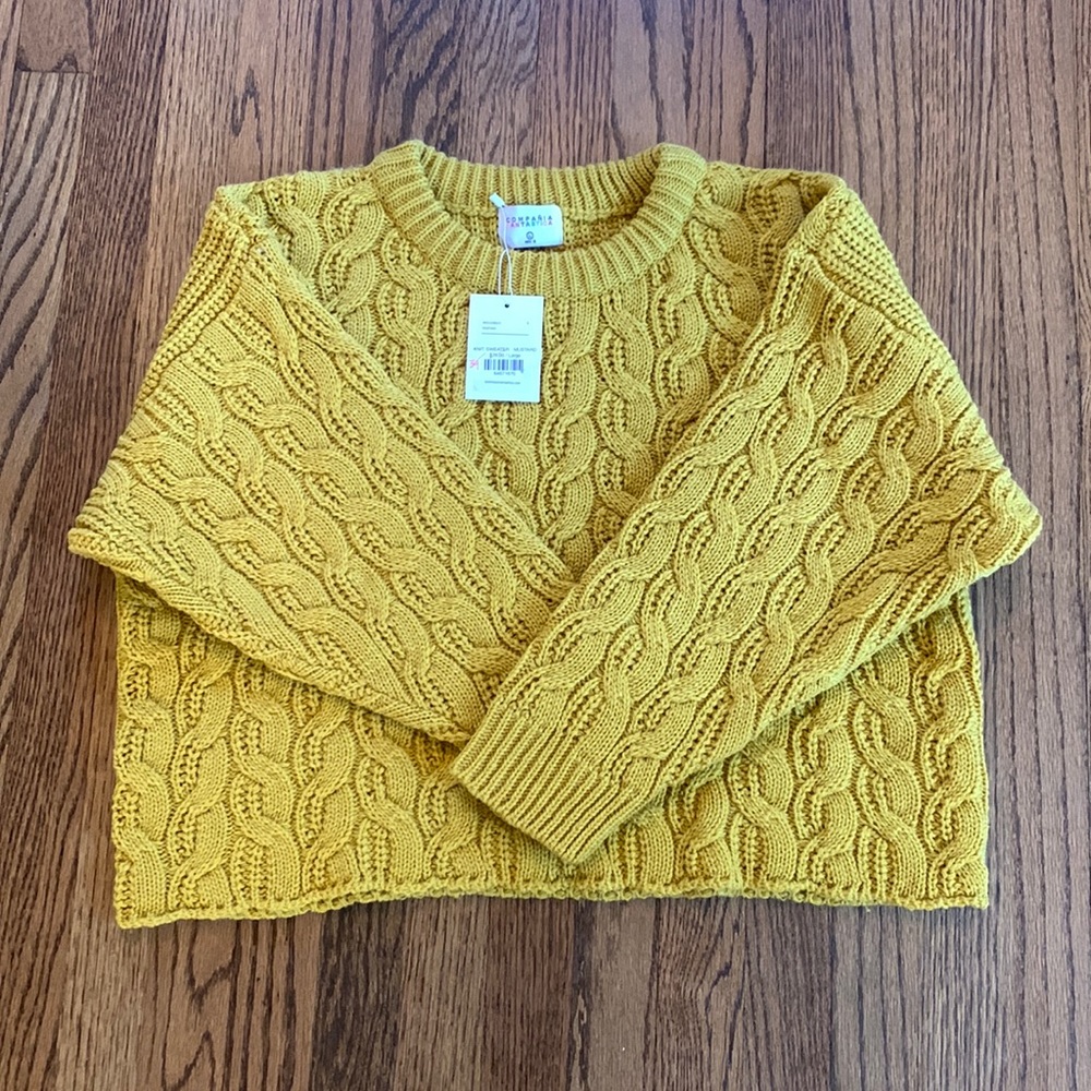 Brand New Compania Fantastica Knit Sweater in Mustard (Size Large)